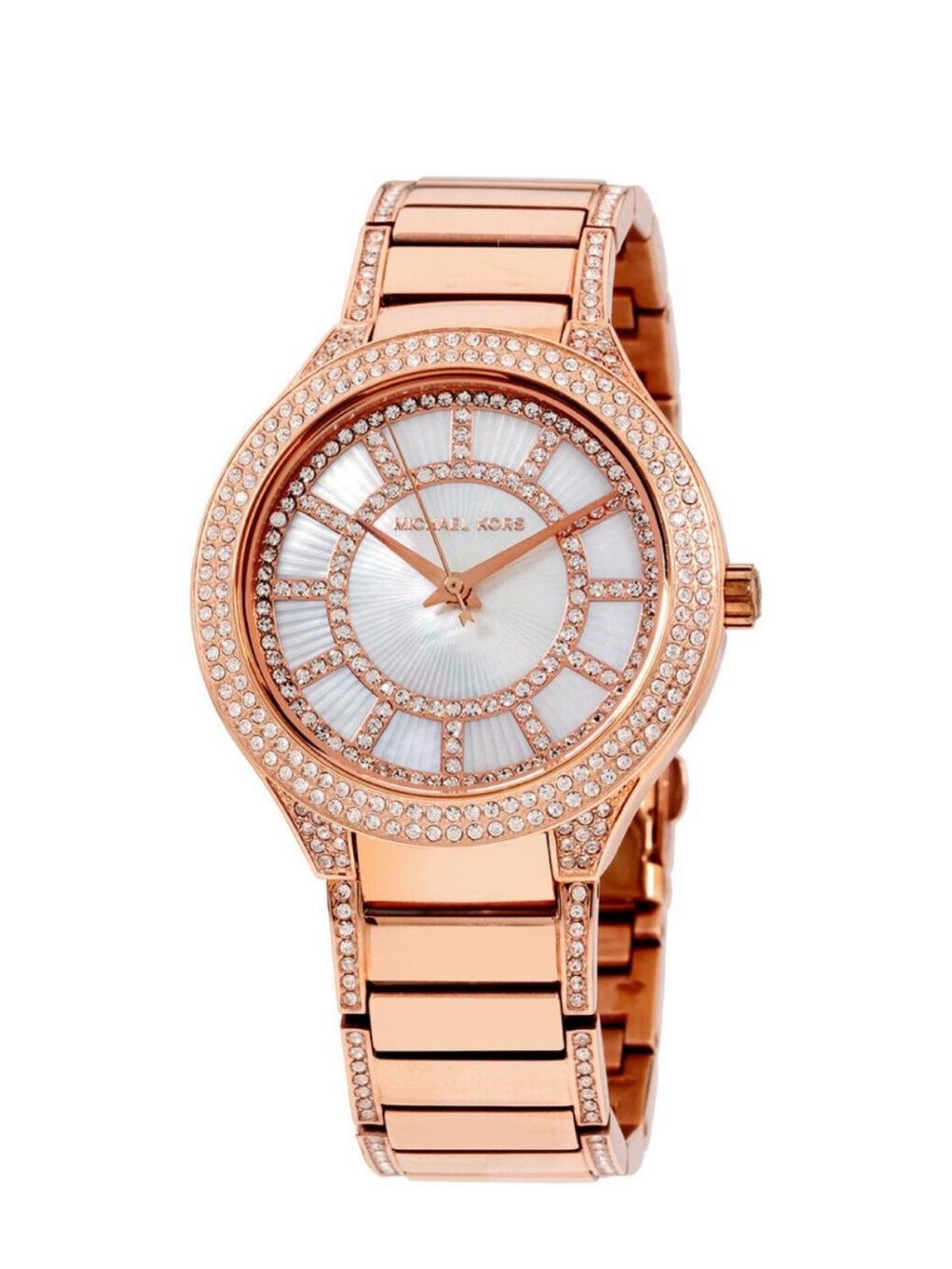 Michael Kors Rose Gold-tone Mother-of-Pearl Crystal Bracelet Watch